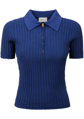 Bally cable-knit zipped polo shirt - Blue