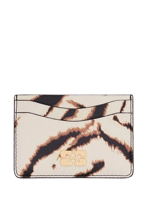 GANNI Bou zebra-print card holder - Neutrals