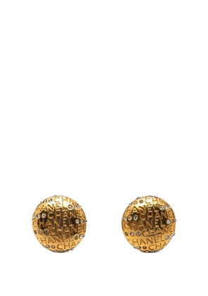 CHANEL Pre-Owned 1970-1980 Gold Plated Strass Logo Lettering Clip On Earrings costume earrings