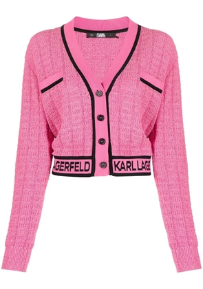 Karl Lagerfeld bouclé cropped cardigan - Pink