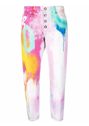 DSQUARED2 paint splatter detail cropped trousers - White