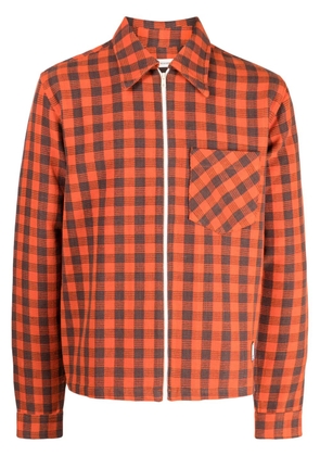 Wales Bonner check-pattern organic-cotton jacket - Orange