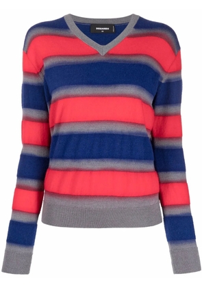 DSQUARED2 striped V-neck jumper - Blue