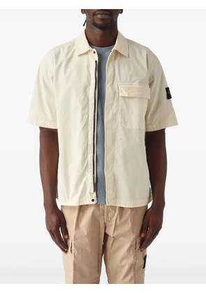 Stone Island logo-patch short-sleeve shirt jacket - White
