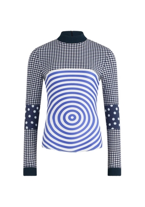 Jean Paul Gaultier gingham target long-sleeve top - Blue
