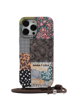 Bimba y Lola patchwork-print Iphone 16 Pro Max phone case - Brown