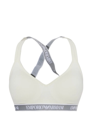 Emporio Armani logo-tape crossover bras - White