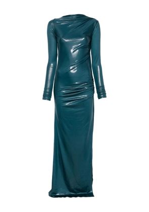 THE ANDAMANE long-sleeve draped dress - Blue