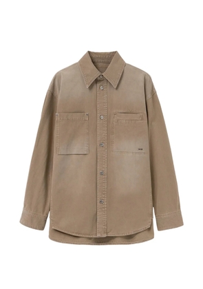 Wooyoungmi logo-print patch-pocket shirt - Brown