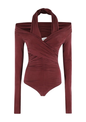 THE ANDAMANE Yvonne draped long-sleeve bodysuit - Red