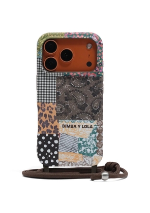 Bimba y Lola patchwork-print Iphone 17 Pro phone case - Brown