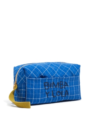 Bimba y Lola check embroidered make up bags - Blue