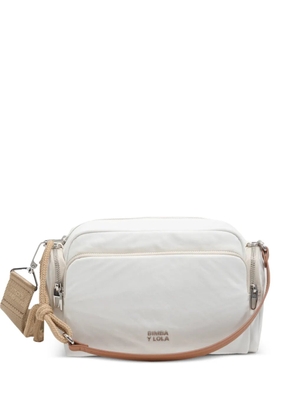 Bimba y Lola medium logo-plaque pocket-detail shoulder bag - White