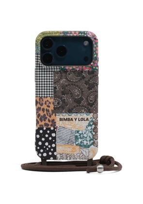 Bimba y Lola patchwork-print Iphone 17 phone case - Brown