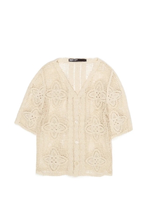 Bimba y Lola crochet-knit floral-motif cardigan - Neutrals