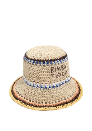 Bimba y Lola crochet-knit logo-embroidered bucket hat - Neutrals