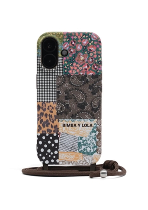 Bimba y Lola patchwork-print Iphone 16 phone case - Brown