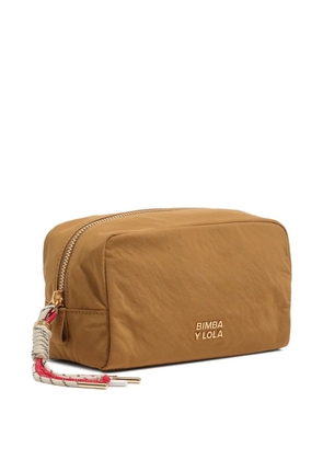 Bimba y Lola small logo-plaque make up bag - Brown