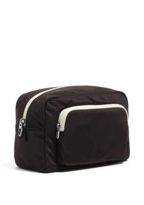 Bimba y Lola large logo-embroidered zip-up make up bag - Brown