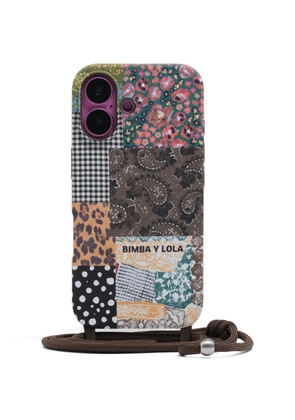 Bimba y Lola patchwork-print Iphone 16 phone case - Brown