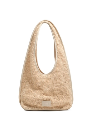 Bimba y Lola large crochet-knit shoulder bag - Neutrals