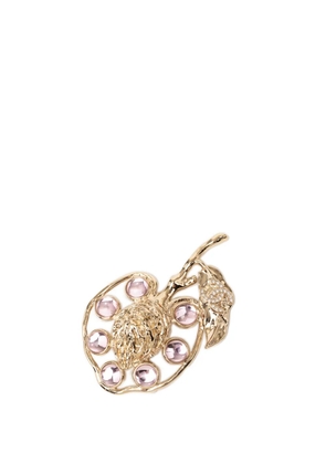 CHANEL Pre-Owned 2025 Gold Plated CC Strass and Gripoix Fruit Pin Brooch costume brooch - Purple