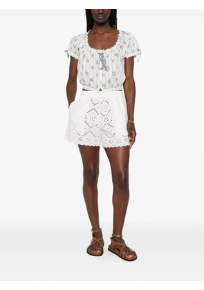 MC2 Saint Barth Meave broderie-anglaise scalloped-hem shorts - White