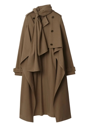 Burberry scarf-detail asymmetric trench coat - Brown