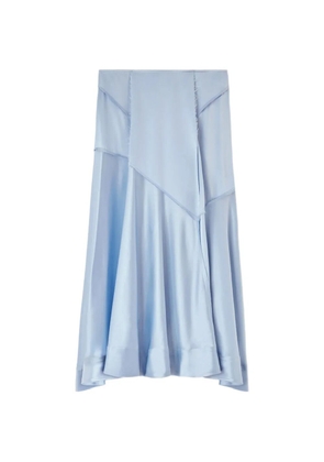 GANNI raw-edge panelled maxi skirt - Blue