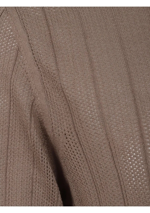 Cruciani ribbed-knit short-sleeve polo shirt - Brown