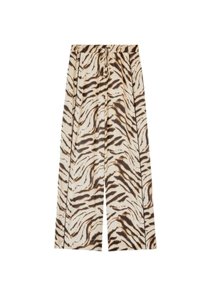 GANNI zebra-print satin trousers - Neutrals