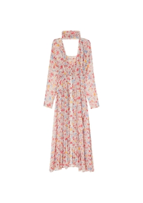 GANNI floral-print silk maxi dress - Neutrals
