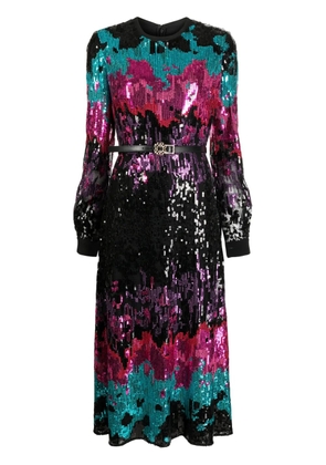 Elie Saab sequinned belted midi dress - Pink