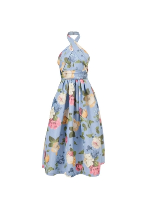 Carolina Herrera chiné floral-print halterneck dress - Blue
