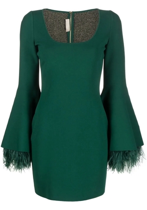 Elie Saab feather-detailed knit dress - Green