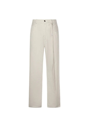 Ann Demeulemeester tie-detail cotton trousers - Neutrals