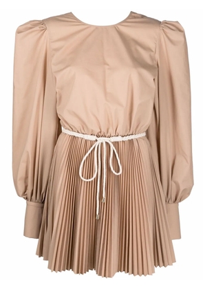 Federica Tosi puff-shoulder pleated dress - Neutrals