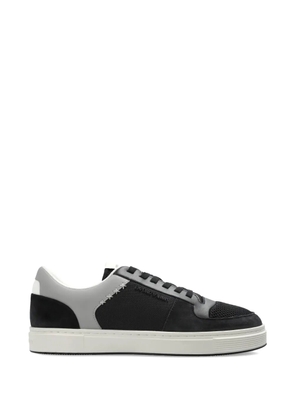 Emporio Armani mesh-panelled cross-stitch sneakers - Black