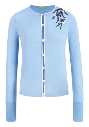 Shanghai Tang embroidered round-neck cardigan - Blue