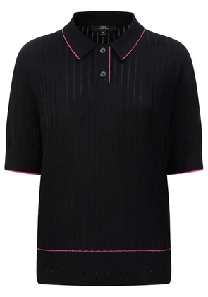 Shanghai Tang ribbed cotton polo top - Black
