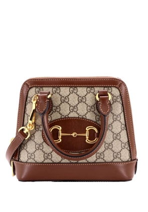 Gucci Pre-Owned Horsebit 1955 Top Handle Bag GG Coated Canvas with Leather Mini shoulder bag - Brown