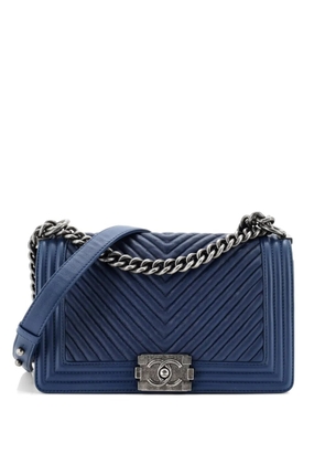 CHANEL Pre-Owned Boy Flap Bag Chevron Wrinkled Lambskin Old Medium shoulder bag - Blue