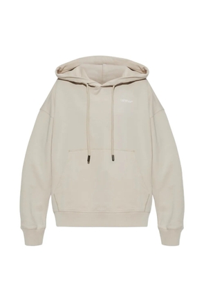 Off-White logo-print drawstring hoodie - Neutrals
