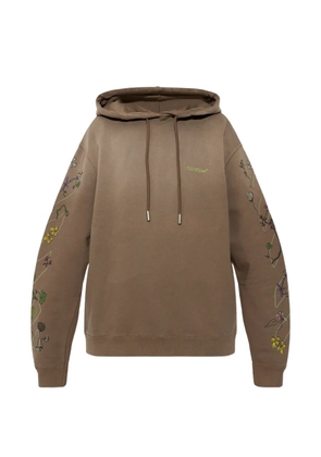 Off-White floral-embroidered hoodie - Brown