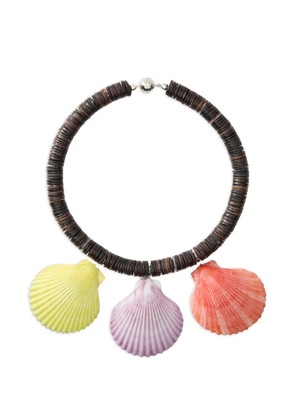 JULIETTA Mare shell-pendant beaded necklace - Brown