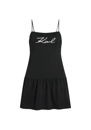Karl Lagerfeld logo-print ruffled beach dress - Black