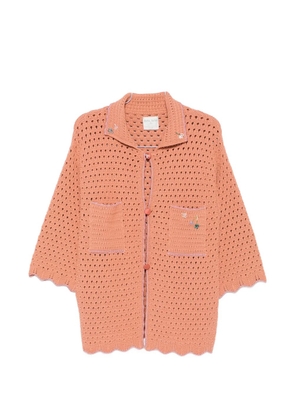 Forte Forte crochet-knit floral-embellished cardigan - Orange
