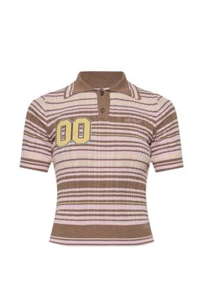 Off-White striped patch-detail polo shirt - Brown