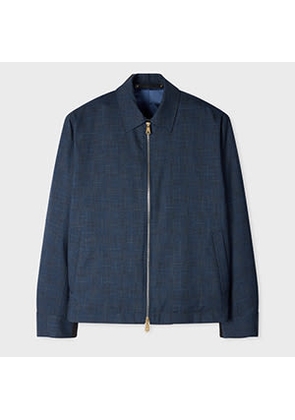Paul Smith Navy Space-Dye Check Wool Jacket Blue