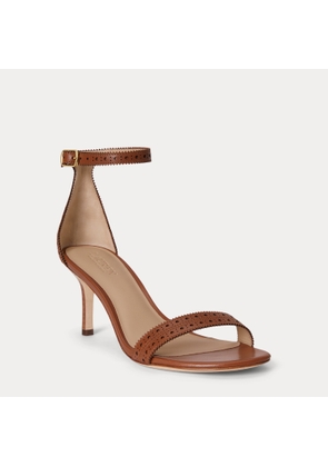 Allie Mid-Heel Perforated Leather Sandal